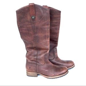 New Frye Melissa Button 2 Boots in Brown / Cognac